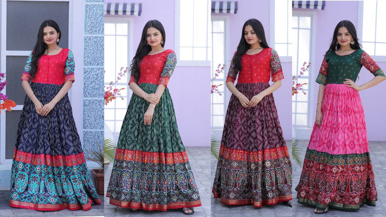 Ka1035 Dola Silk Patola Designer Readymade Gown Catalogue 